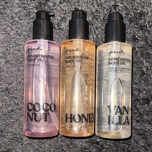 Victoria’s Secret-Pink Body Oil Set - Coconut, Honey, Vanilla x3 bnib